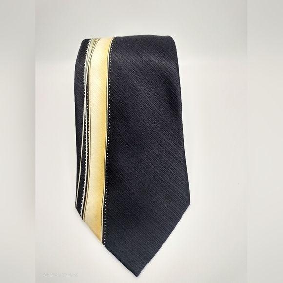 J. Blades Necktie Tie Silk Black and Gold Men's Handmade Black Gold Abstract - Picture 1 of 9